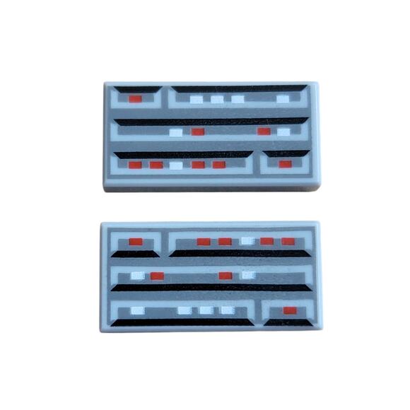 LEGO Computer Pattern 1x2 Tile Light‎ Gray x 2 3069ps1 Replacement Parts Pieces - Picture 1 of 2